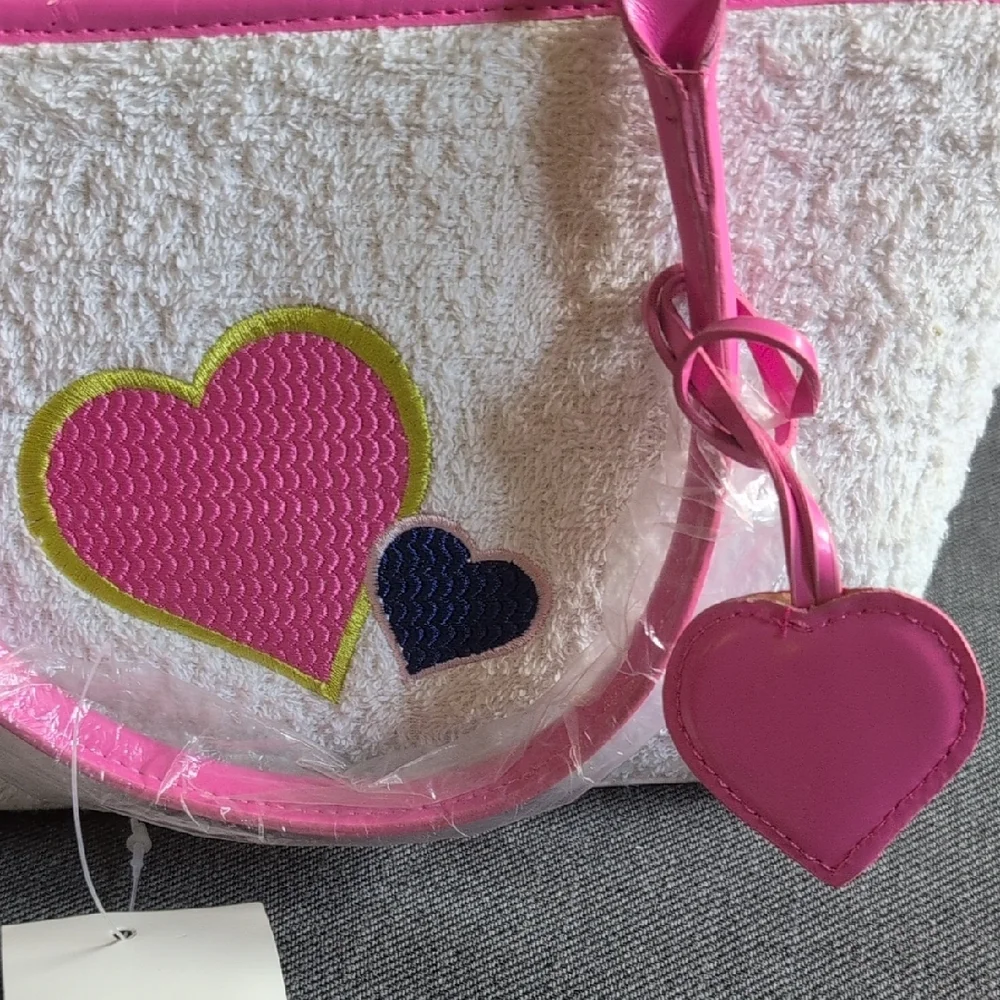 Stylish Pink and White Heart Tote Bag